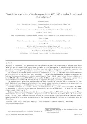Physical Characterization of the Deep-Space Debris WT1190F: a Testbed for Advanced SSA Techniques✩