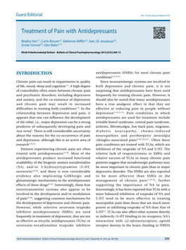 Treatment of Pain with Antidepressants