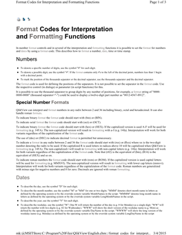 Format Codes for Interpretation and Formatting Functions Page 1 of 3