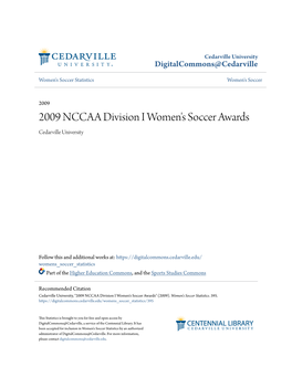 2009 NCCAA Division I Women's Soccer Awards Cedarville University