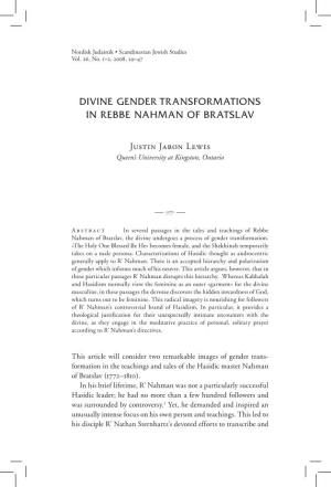Divine Gender Transformations in Rebbe Nahman of Bratslav