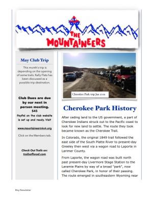 Cherokee Park History Paypal on the Club Website After Ceding Land to the US Government, a Part of Is Set up and Ready