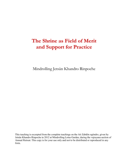 The Shrine As Field of Merit and Support for Practice