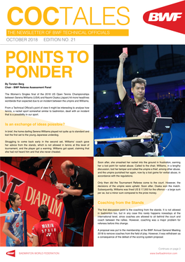POINTS to PONDER by Torsten Berg Chair - BWF Referee Assessment Panel