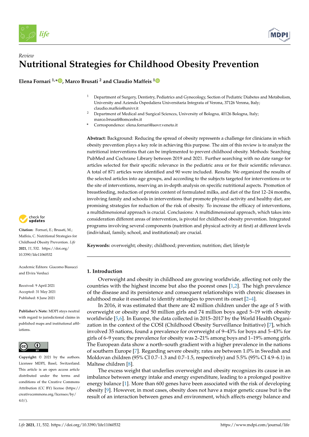 Nutritional Strategies for Childhood Obesity Prevention