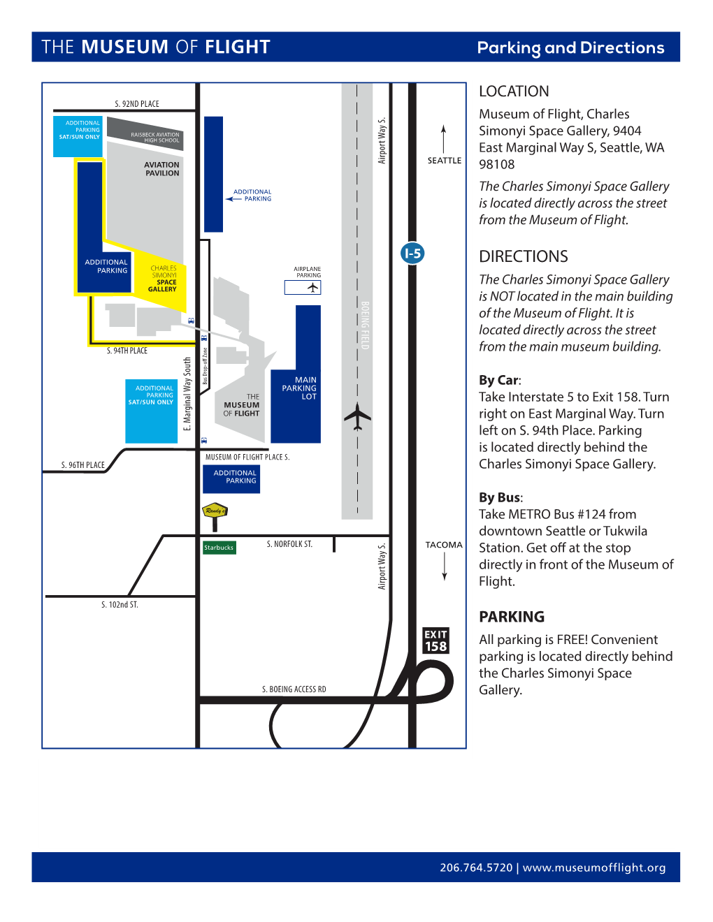 THE MUSEUM of FLIGHT Parking and Directions