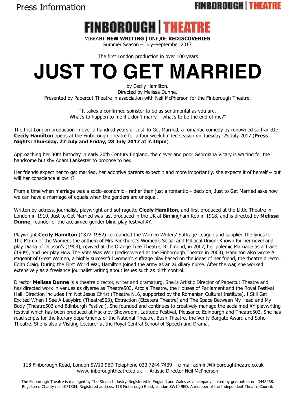JUST to GET MARRIED by Cecily Hamilton