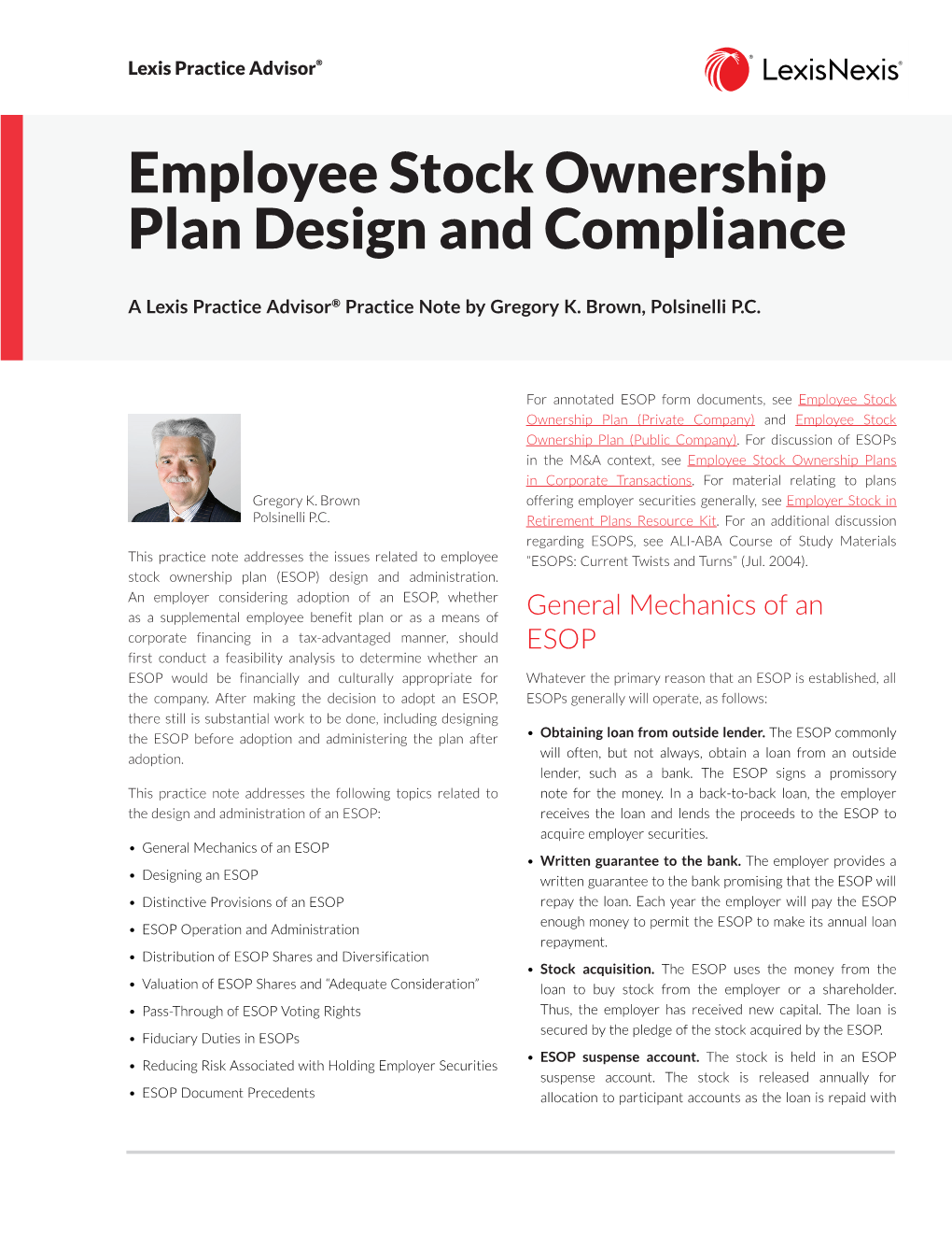 Employee Stock Ownership Plan Design and Compliance