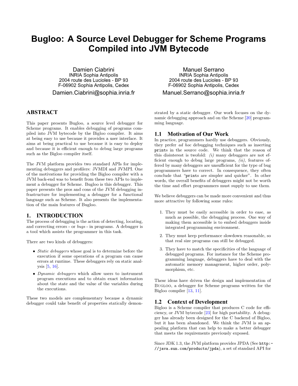 Bugloo: a Source Level Debugger for Scheme Programs Compiled Into JVM Bytecode