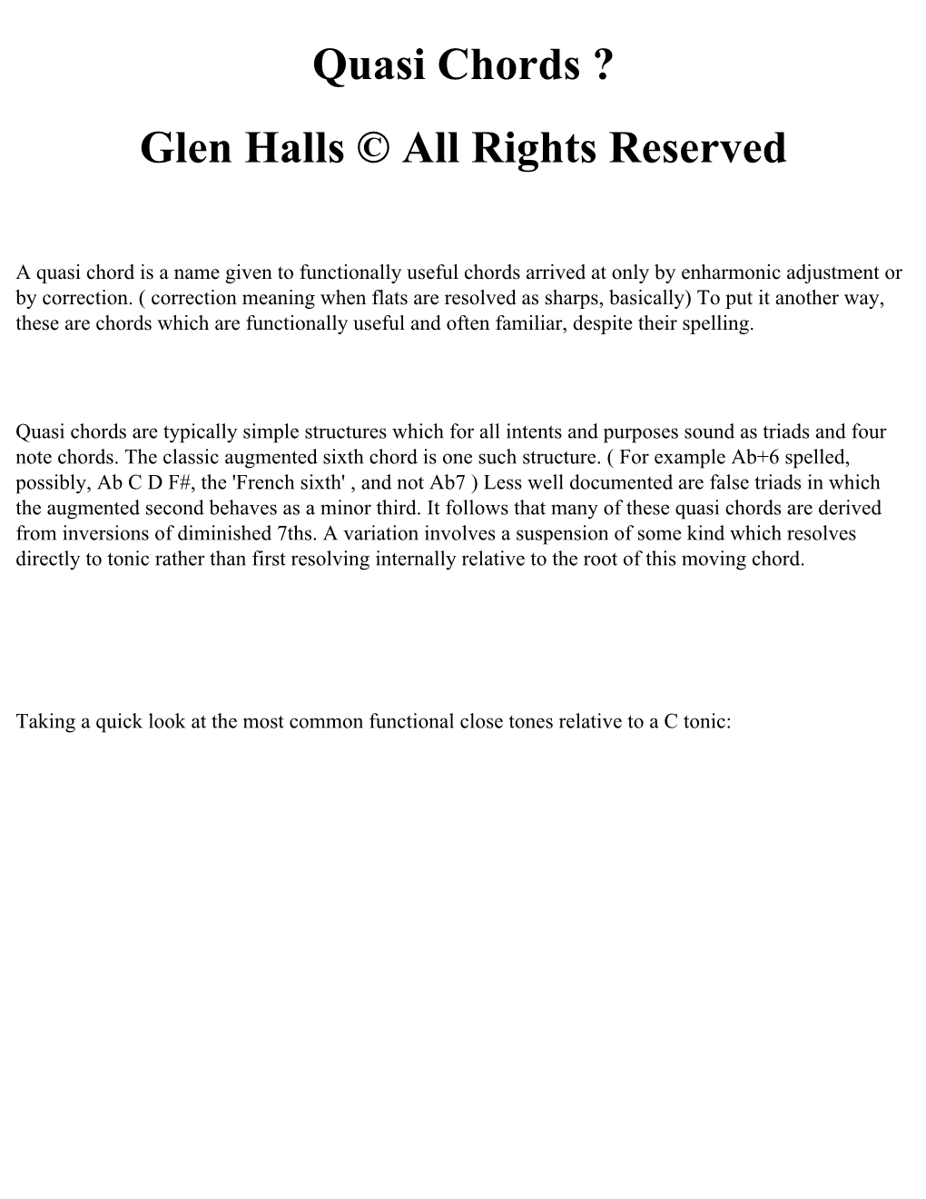 Quasi Chords ? Glen Halls © All Rights Reserved