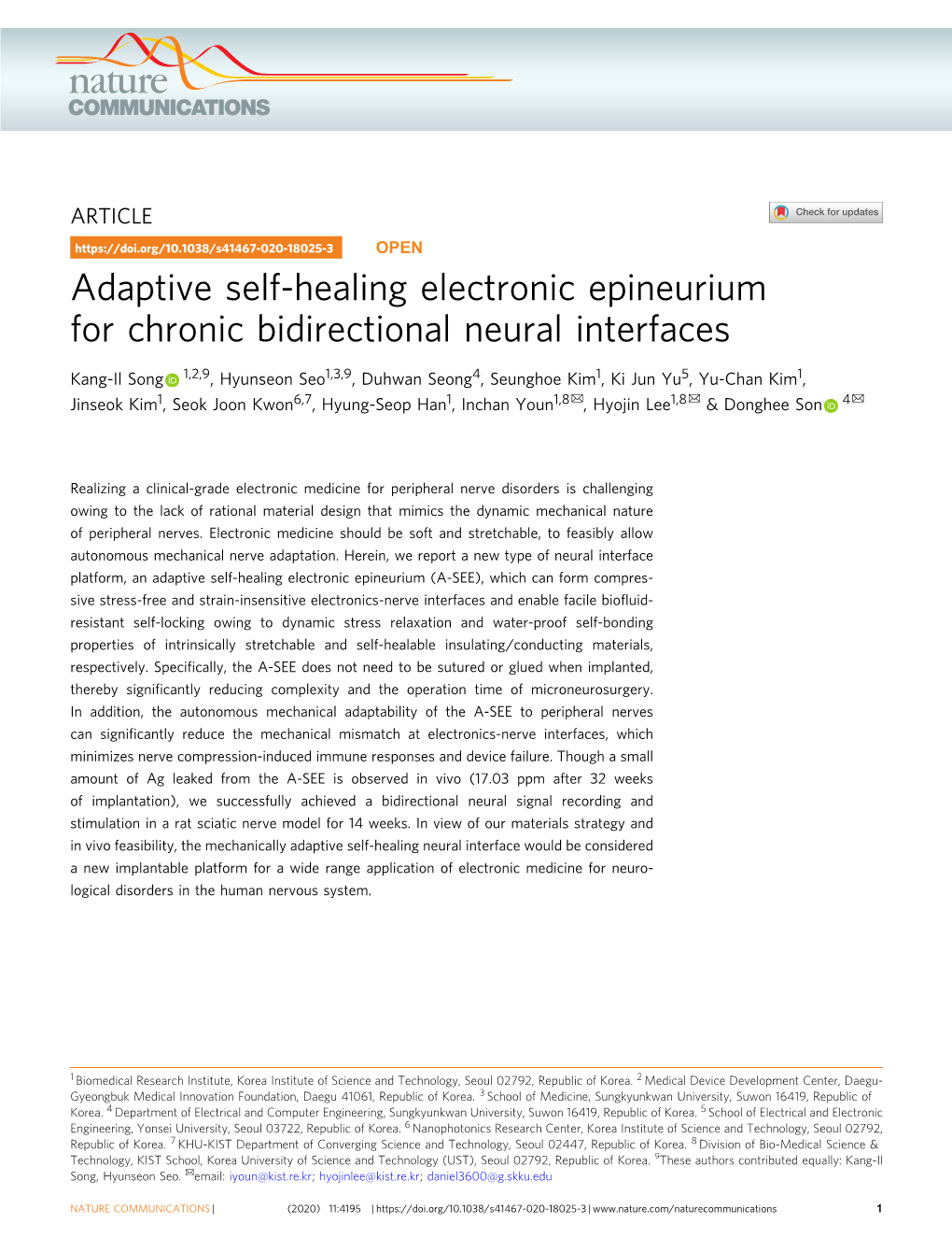 Adaptive Self-Healing Electronic Epineurium for Chronic Bidirectional Neural Interfaces