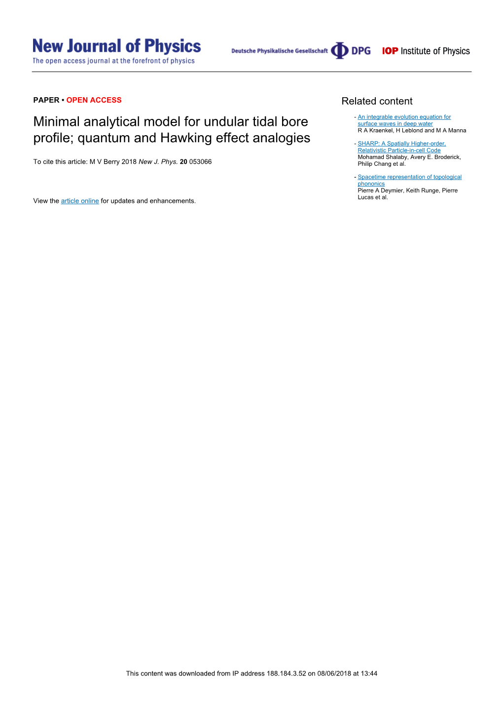 Minimal Analytical Model for Undular Tidal Bore Profile