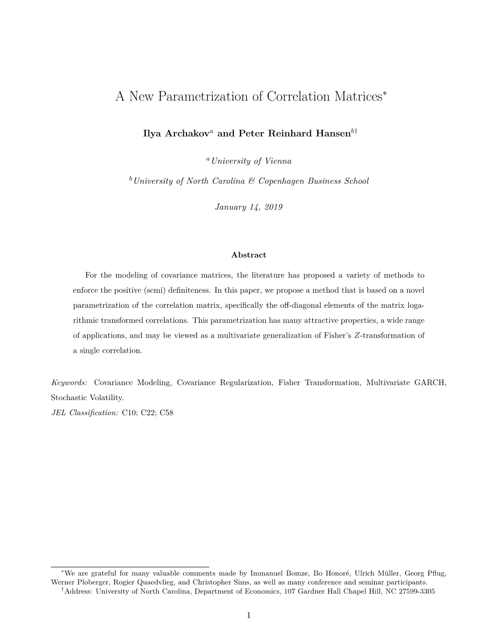 A New Parametrization of Correlation Matrices∗