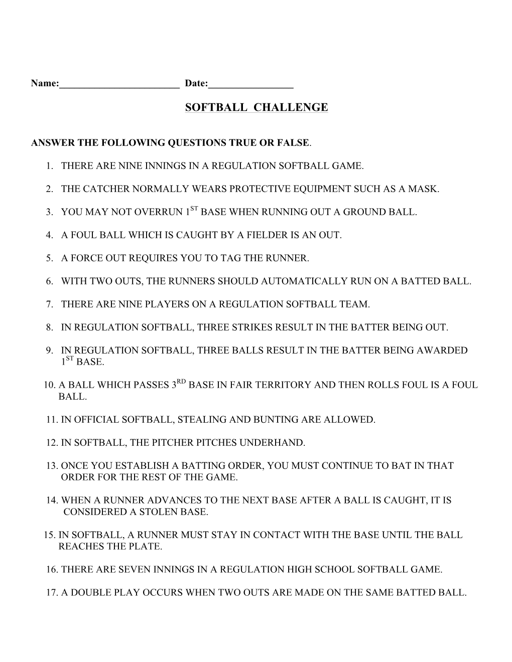 Softball Challenge
