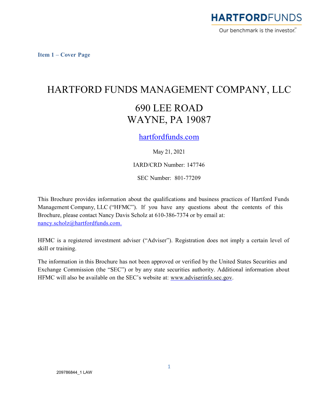 Hartford Funds Management Company, Llc 690 Lee Road