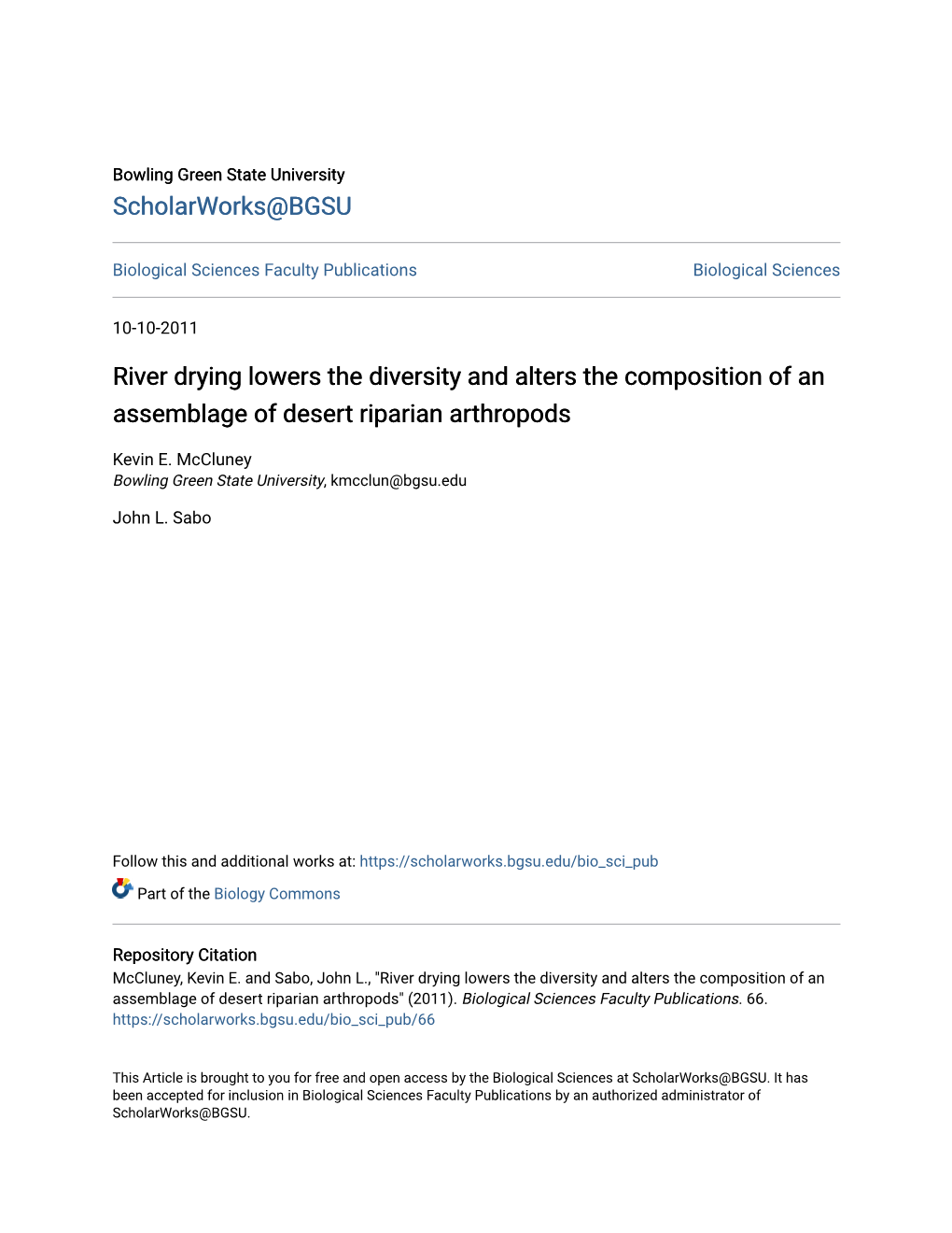 River Drying Lowers the Diversity and Alters the Composition of an Assemblage of Desert Riparian Arthropods