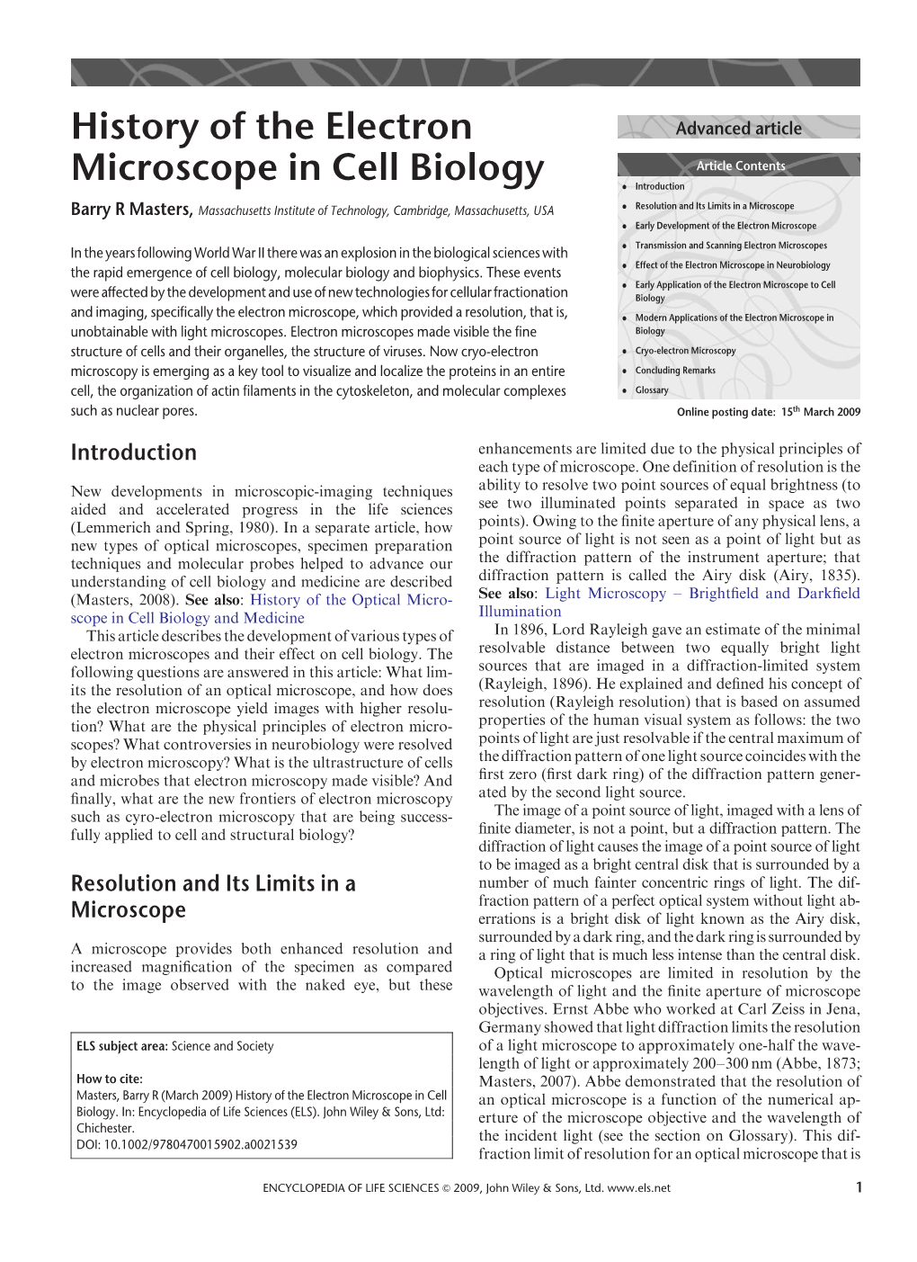 History of the Electron Microscope in Cell Biology