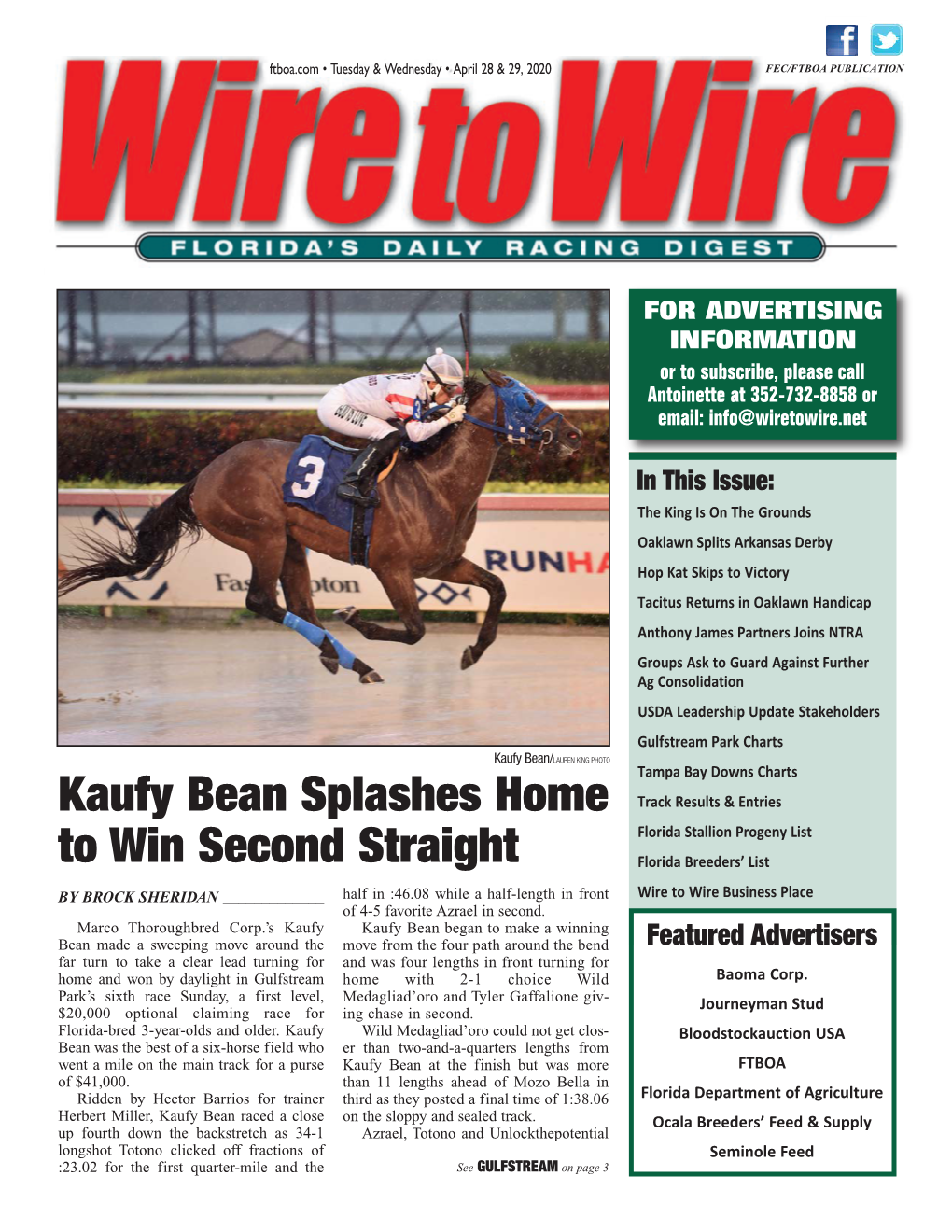 Kaufy Bean Splashes Home to Win Second Straight