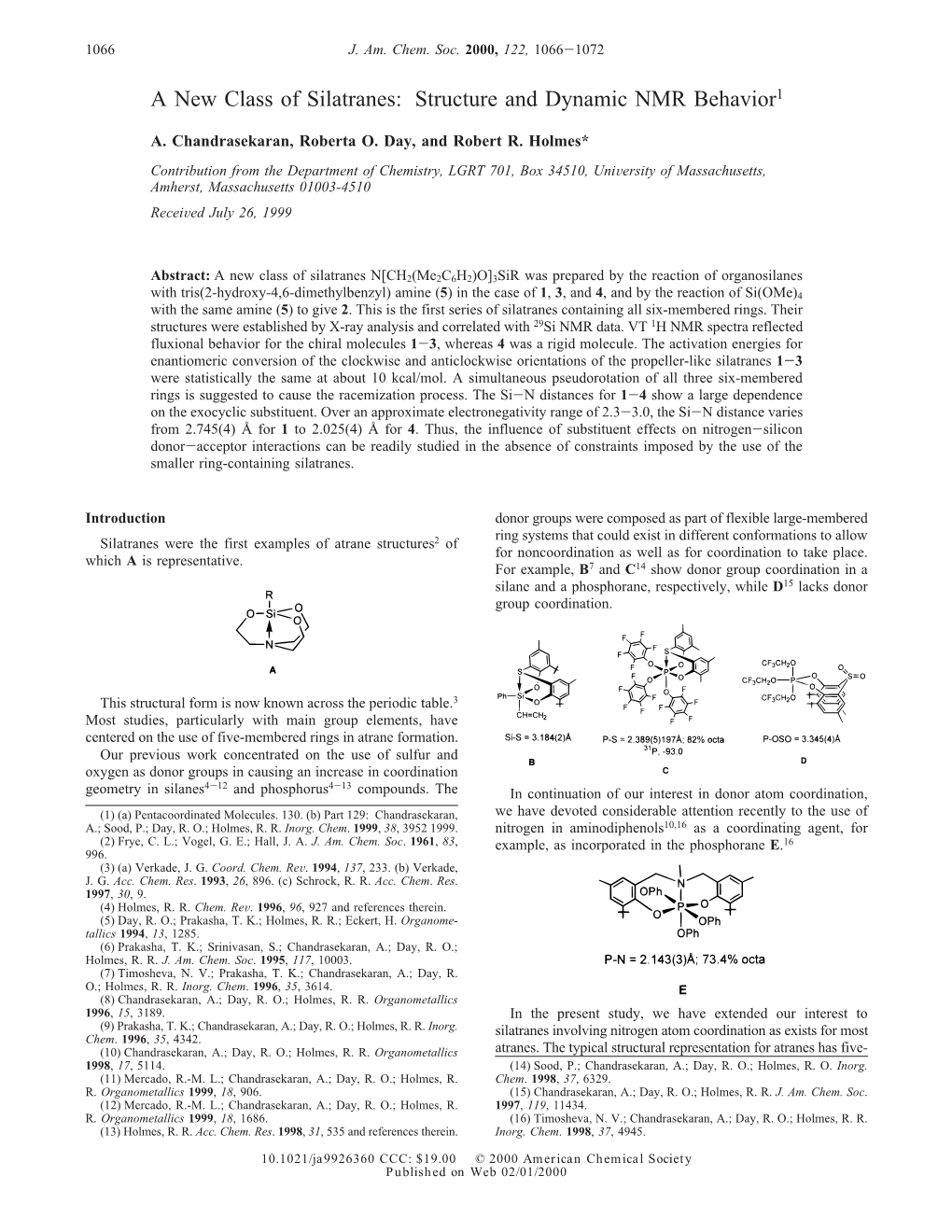 A New Class of Silatranes: Structure and Dynamic NMR Behavior1