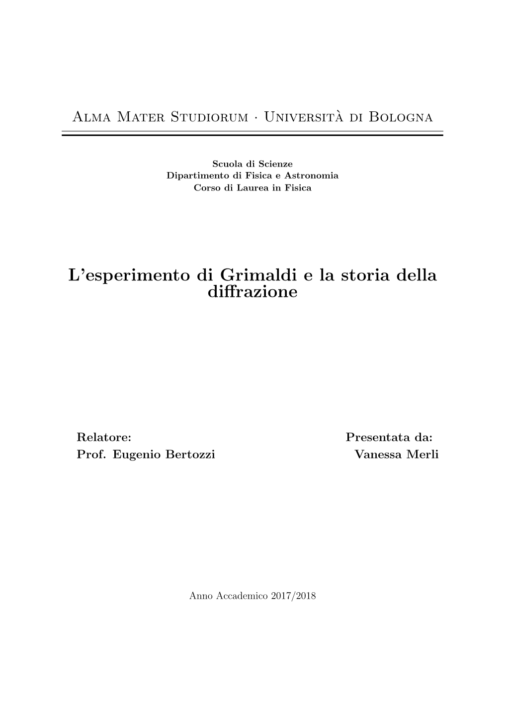 L'esperimento Di Grimaldi E La Storia Della Diffrazione
