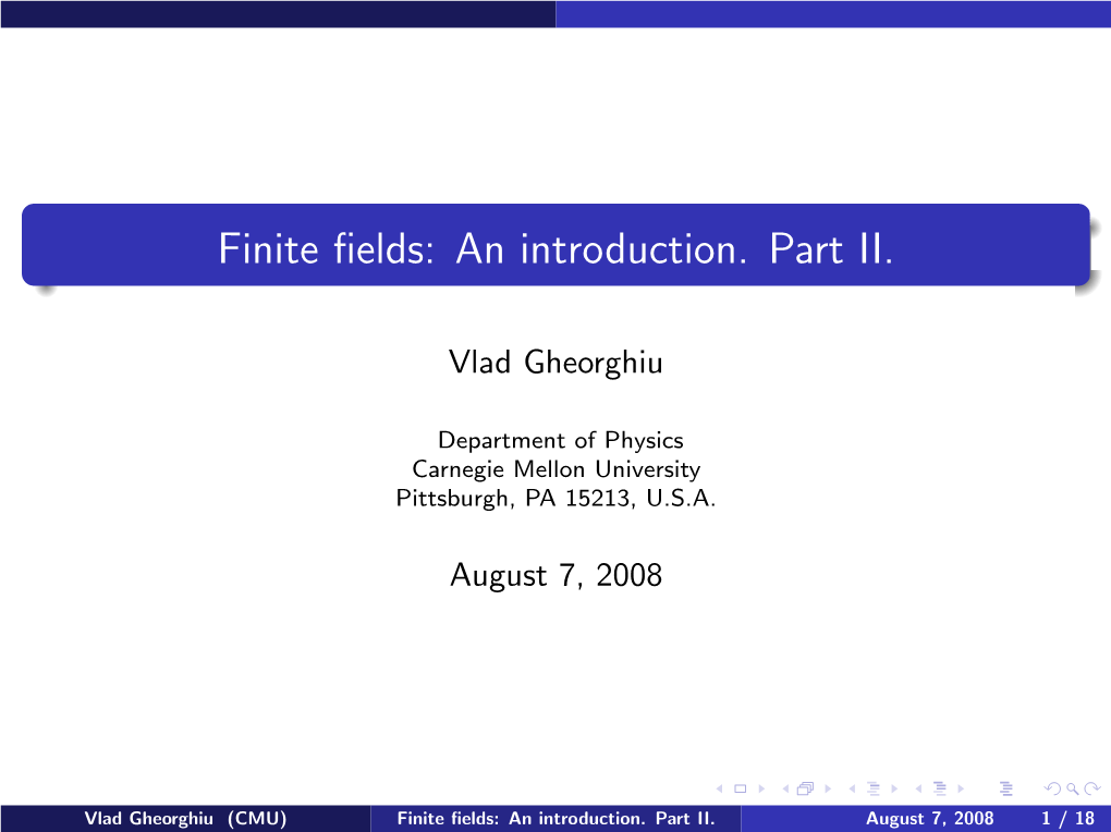 Finite Fields: an Introduction. Part