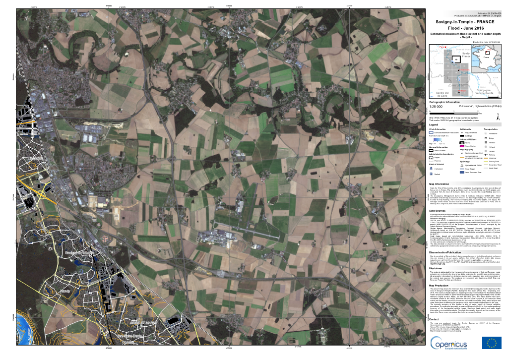 Savigny-Le-Temple - FRANCE Flood - June 2016 Estimated Maximum Flood Extent and Water Depth - Detail