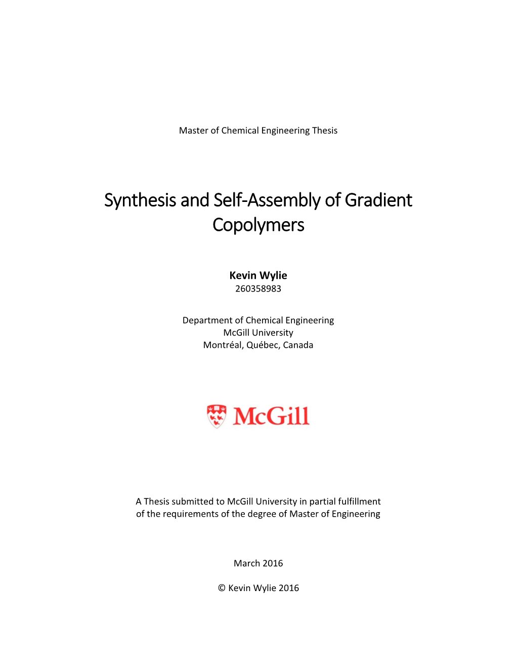 Synthesis and Self-Assembly of Gradient Copolymers