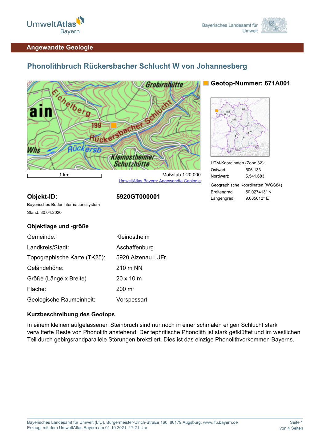 Phonolithbruch Rückersbacher Schlucht W Von Johannesberg