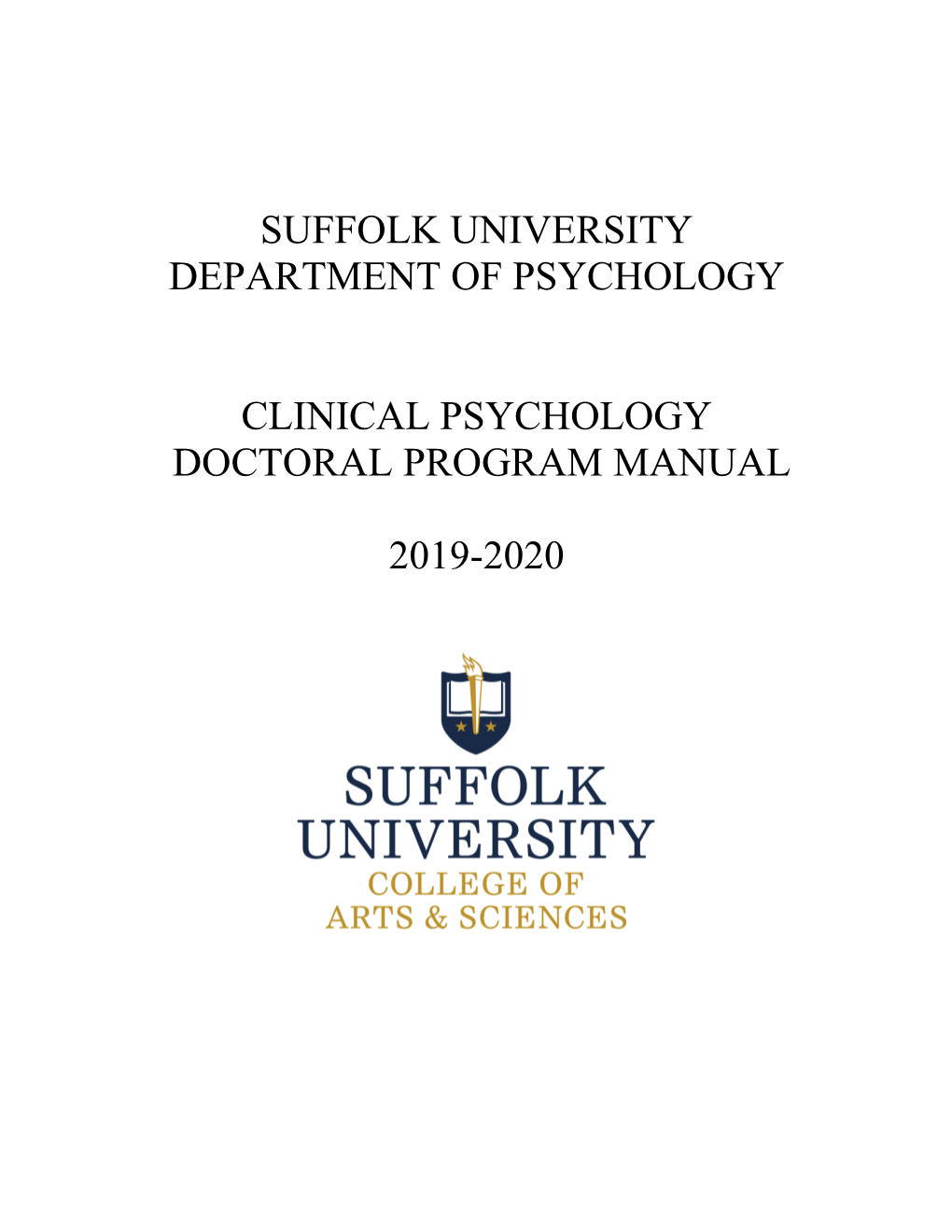 Suffolk University Department of Psychology Clinical Psychology Doctoral Program Manual 2019-2020