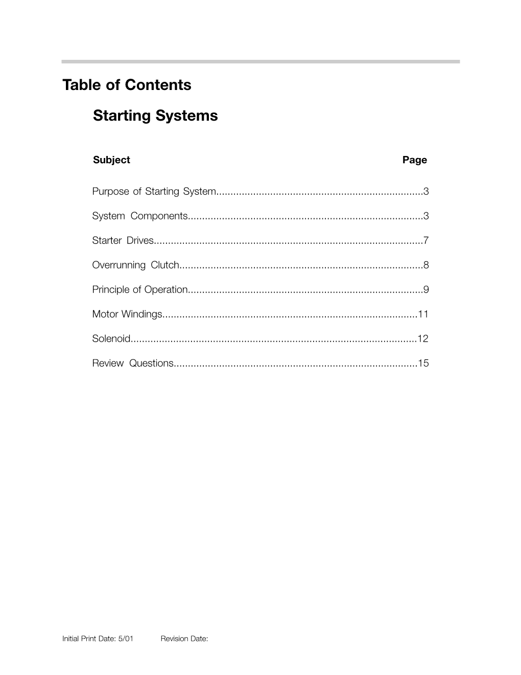 Starting Systems (PDF)