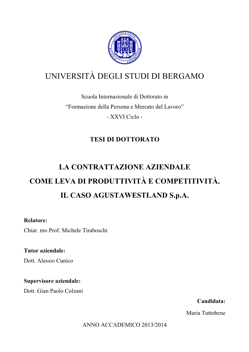 Università Degli Studi Di Bergamo