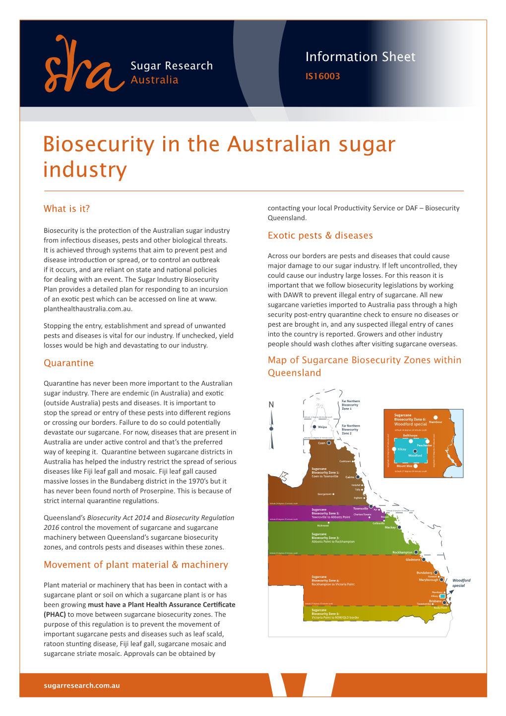 Biosecurity in the Australian Sugar Industry