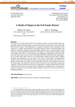 A Model of Stigma in the Fed Funds Market*