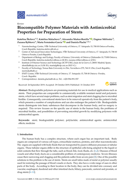 Biocompatible Polymer Materials with Antimicrobial Properties for Preparation of Stents