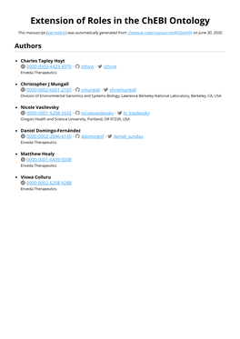Extension of Roles in the Chebi Ontology