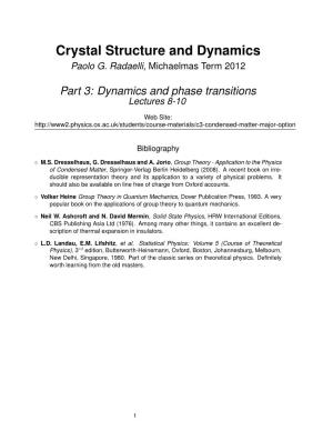 Crystal Structure and Dynamics Paolo G