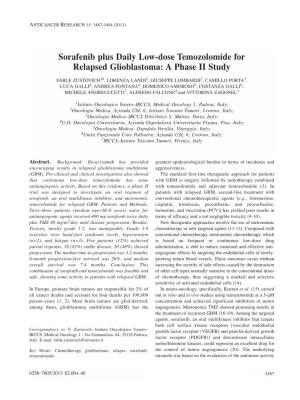 Sorafenib Plus Daily Low-Dose Temozolomide for Relapsed Glioblastoma: a Phase II Study