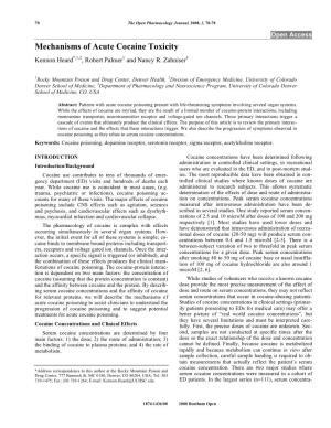 Mechanisms of Acute Cocaine Toxicity Kennon Heard*,1,2, Robert Palmer1 and Nancy R