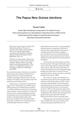 The Papua New Guinea Elections