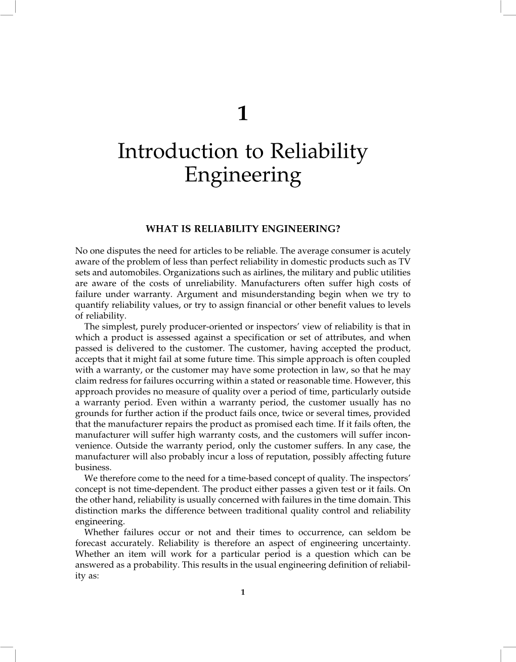 1 Introduction to Reliability Engineering