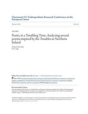 Analyzing Several Poems Inspired by the Troubles in Northern Ireland Michael Mccarthy Pitzer College