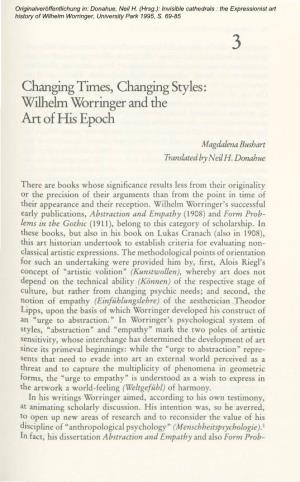 Wilhelm Worringer and the Art of His Epoch