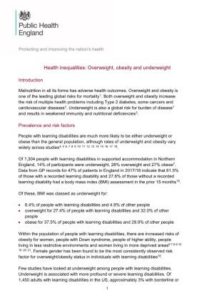 Health Inequalities: Overweight, Obesity and Underweight