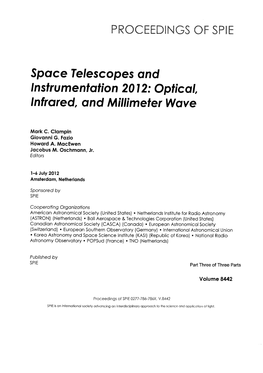 Space Telescopes and Instrumentation 2012: Optical, Infrared, and Millimeter Wave