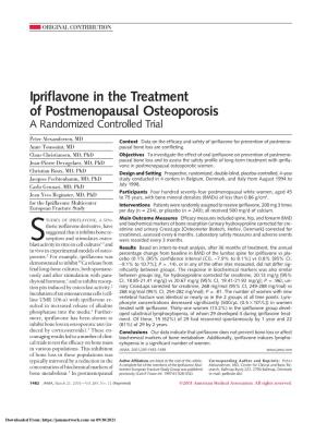 Ipriflavone in the Treatment of Postmenopausal Osteoporosis a Randomized Controlled Trial