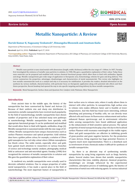Metallic Nanoparticle: a Review