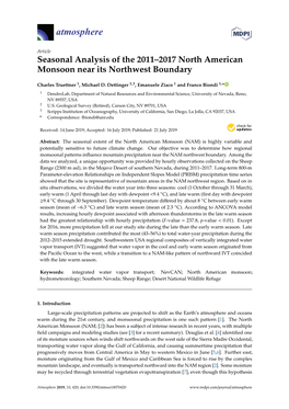 Seasonal Analysis of the 2011–2017 North American Monsoon Near Its Northwest Boundary