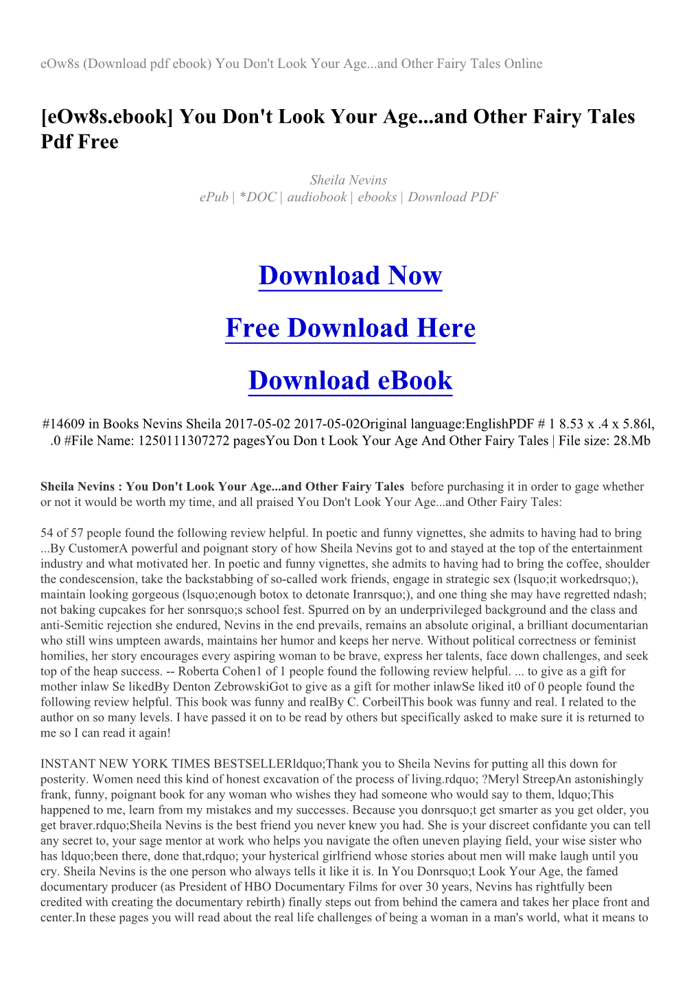 (Download Pdf Ebook) You Don't Look Your Age...And Other Fairy Tales Online