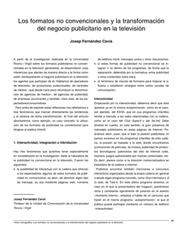 Los Formatos No Convencionales Y La Transformación Del Negocio Publicitario En La Televisión