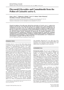 Flavonoid Glycosides and Cannabinoids from the Pollen of Cannabis Sativa L